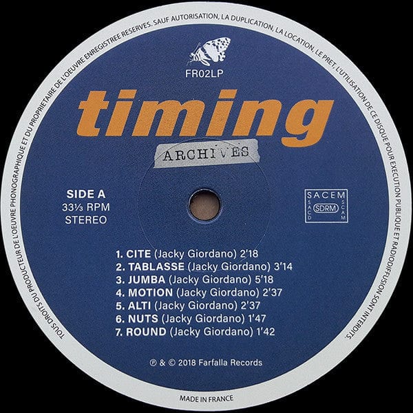 Jacky Giordano - Timing Archives (LP, Comp, Ltd, Num) Farfalla Records (2)