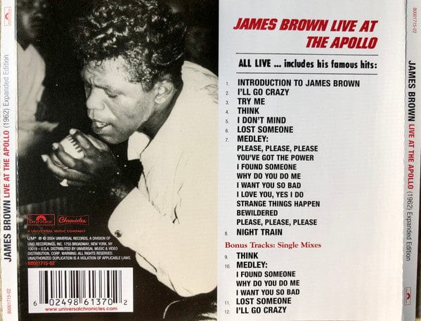 James Brown - Live At The Apollo (1962) Expanded Edition (CD) Polydor,Chronicles CD 602498613702
