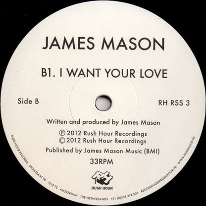 James Mason - I Want Your Love (12") Rush Hour (4),Rush Hour (4) Vinyl 8717127021925