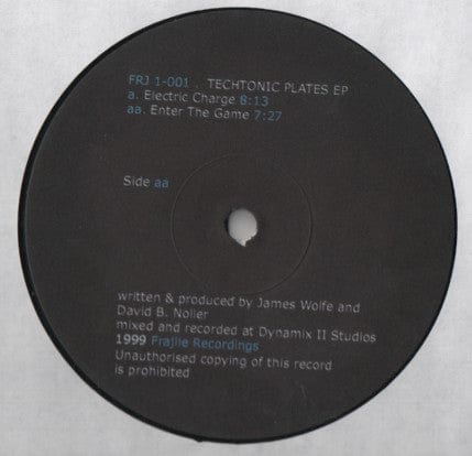 James Wolfe – Techtonic Plates (12", Frajile Records, 1999) Front Cover