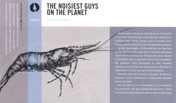 Jana Winderen - The Noisiest Guys On The Planet (Cass, Ltd, C40) on Ash International at Further Records