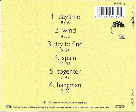 Jane - Together (CD) Brain CD 042284307529