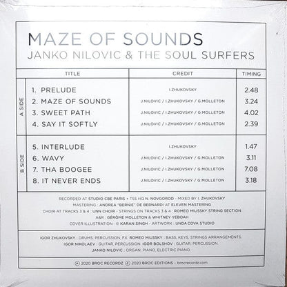 Janko Nilovic The Soul Surfers – Maze Of Sounds (LP, Broc Recordz, 2020) Back Cover