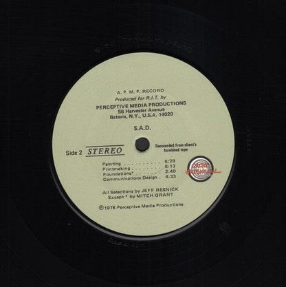 Jeff Resnick - SAC School Of American Craftsmen  (LP) Outernational Sounds,Perceptive Media Productions Vinyl
