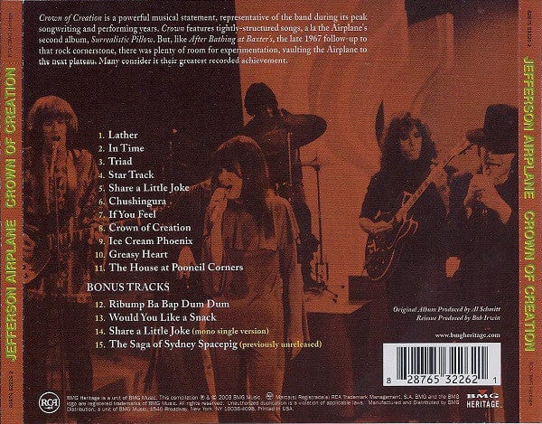 Jefferson Airplane - Crown Of Creation (CD) RCA,BMG Heritage CD 828765322621
