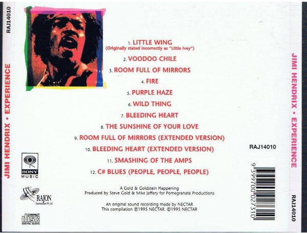 Jimi Hendrix - Experience (CD) Rajon Entertainment Pty Ltd CD 9399700027310