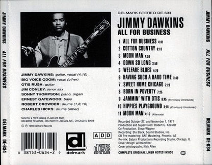 Jimmy Dawkins With Big Voice Odom* & Otis Rush - All For Business (CD) Delmark Records CD 038153063429