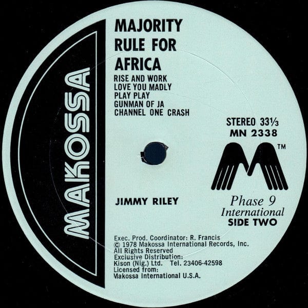 Jimmy Riley - Majority Rule For Africa (LP) Makossa Vinyl