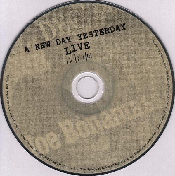 Joe Bonamassa - A New Day Yesterday Live (CD) Premier Artists CD 805386005928