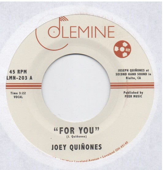 Joey Quiñones* - For You (7") Colemine Records Vinyl