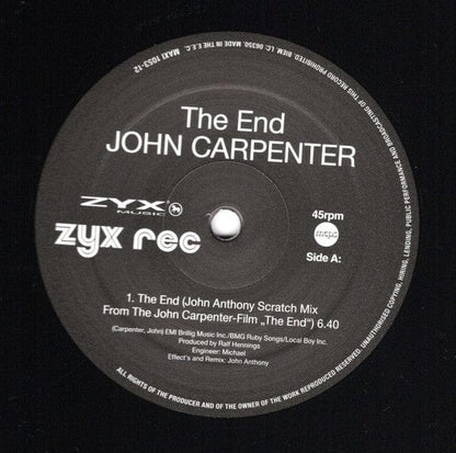 John Carpenter - The End (12") ZYX Music, ZYX Records Vinyl 194111008106
