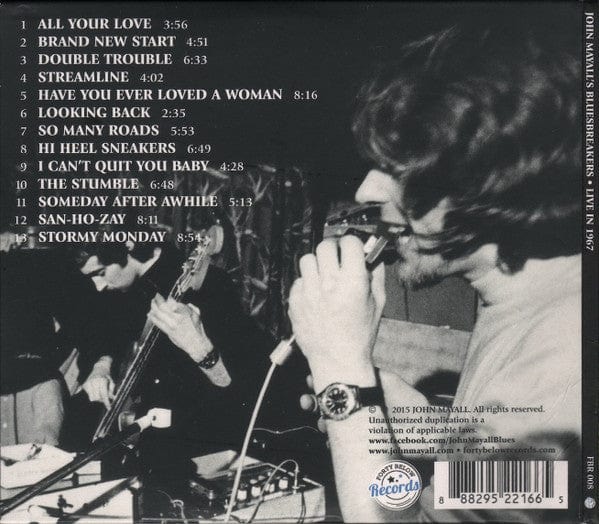 John Mayall's Bluesbreakers – Live In 1967 (CD, Forty Below Records, 2015) Back Cover
