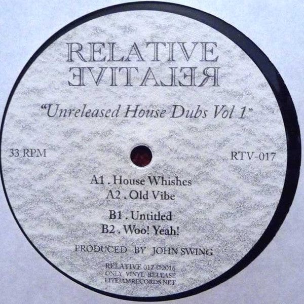 John Swing - Unreleased House Dubs Vol 1 (12") Relative Vinyl
