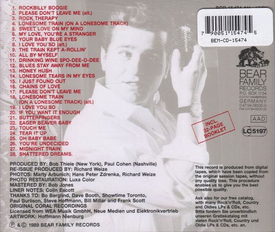 Johnny Burnette Trio* - Rockbilly Boogie (CD) Bear Family Records CD 790051154745