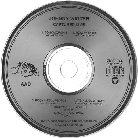 Johnny Winter - Captured Live! (CD) Blue Sky CD 074643394420