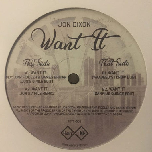Jon Dixon (3) - Want It (12") 4evr 4wrd Vinyl