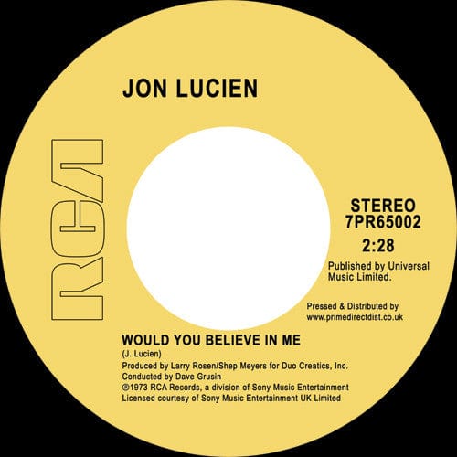 Jon Lucien - Would You Believe In Me (7") on RCA at Further Records