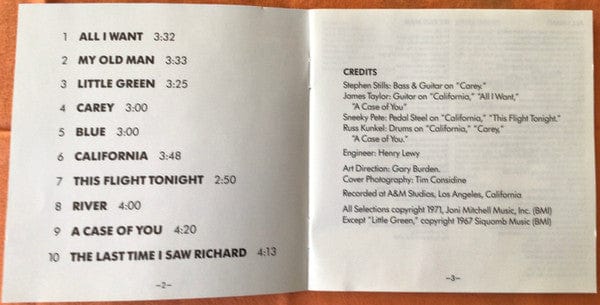 Joni Mitchell - Blue (CD) Reprise Records CD 075992719926