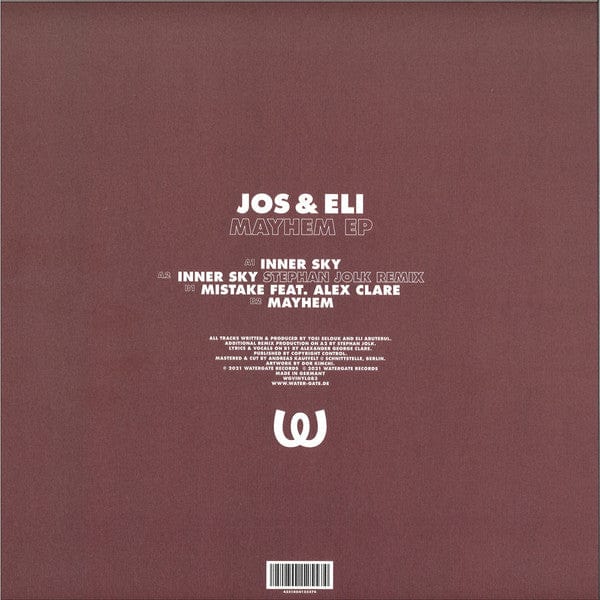 Jos & Eli - Mayhem EP (12") Watergate Records Vinyl 4251804125574