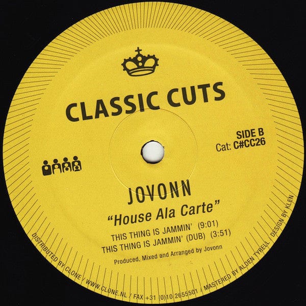 Jovonn - House Ala Carte (12") Clone Classic Cuts Vinyl