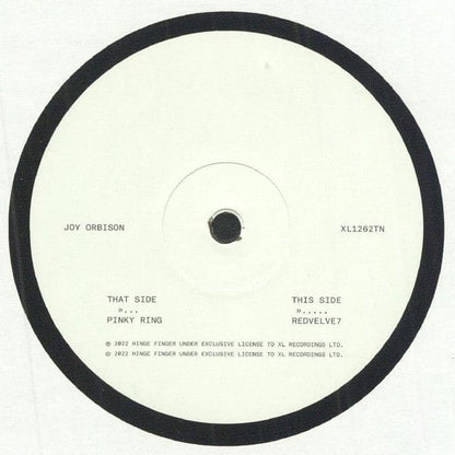 Joy Orbison – Pinky Ring (10", XL Recordings, 2022) Back Cover