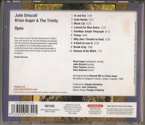 Julie Driscoll, Brian Auger & The Trinity - Open (CD) Disconforme SL CD 8436006493225