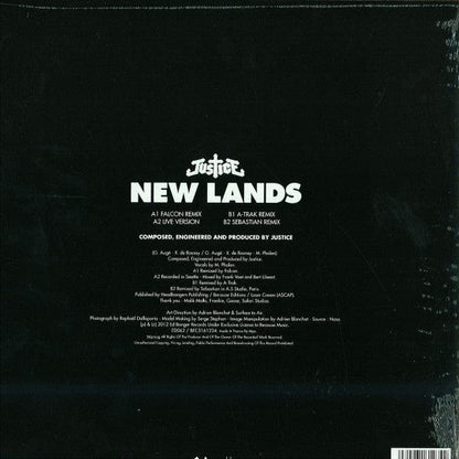 Justice – New Lands (12", Ed Banger Records, 2012) Back Cover