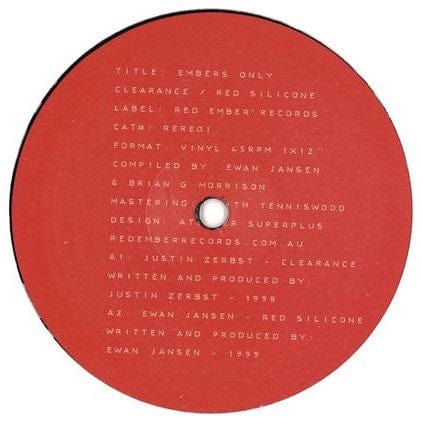 Justin Zerbst, Ewan Jansen - Embers Only  (12") Red Ember Records Vinyl