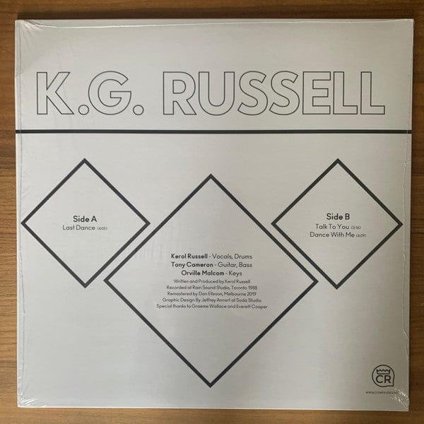 K.G. Russell – Last Dance (12", Crown Ruler Records) Back Cover