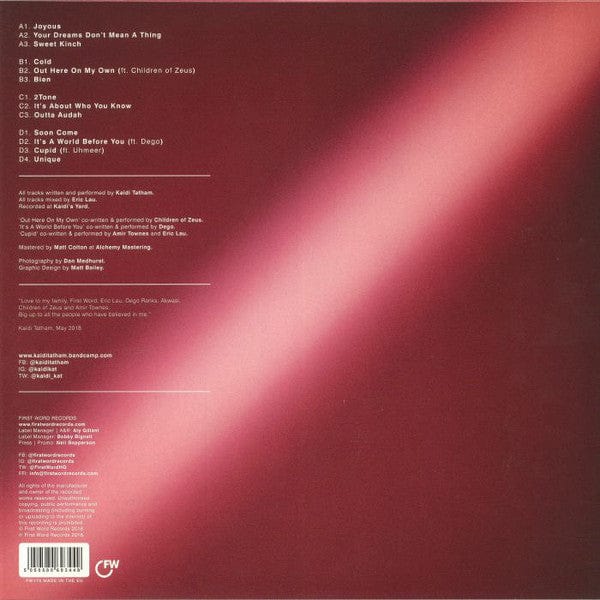 Kaidi Tatham - It's A World Before You (2xLP) First Word Records Vinyl 5050580693449