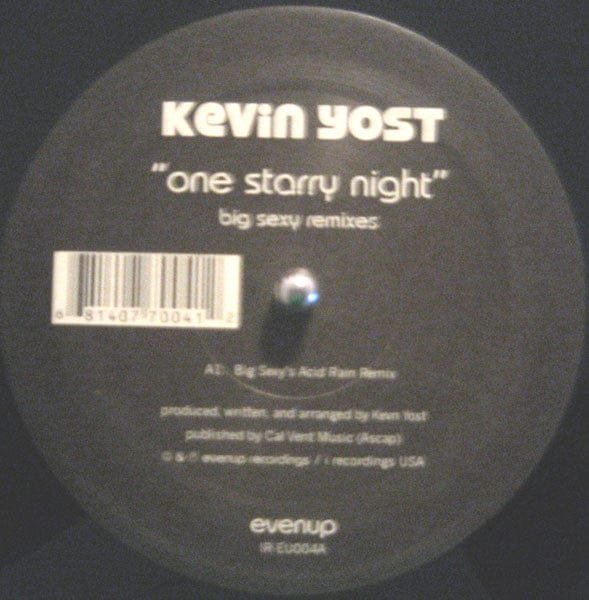 Kevin Yost - One Starry Night (Big Sexy Remixes) (12") on Evenup at Further Records