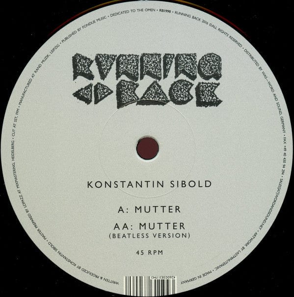 Konstantin Sibold - Mutter (12") Running Back Vinyl 4260038311943