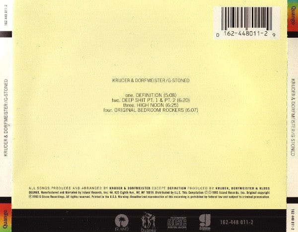 Kruder & Dorfmeister – G-Stoned (CD, Quango Records, 1995) Back Cover