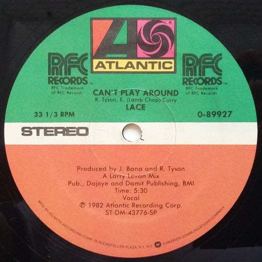 Lace - Can't Play Around (12") Atlantic,RFC Records Vinyl