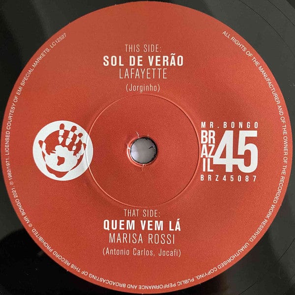 Lafayette (5), Marisa Rossi (3) - Sol de Verao / Quem Vem La (7") Mr Bongo Vinyl