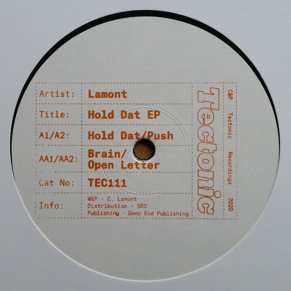 Lamont (12) - Hold Dat EP (12") Tectonic Recordings Vinyl
