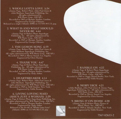 Led Zeppelin - Led Zeppelin II (CD) Atlantic CD 075678263323