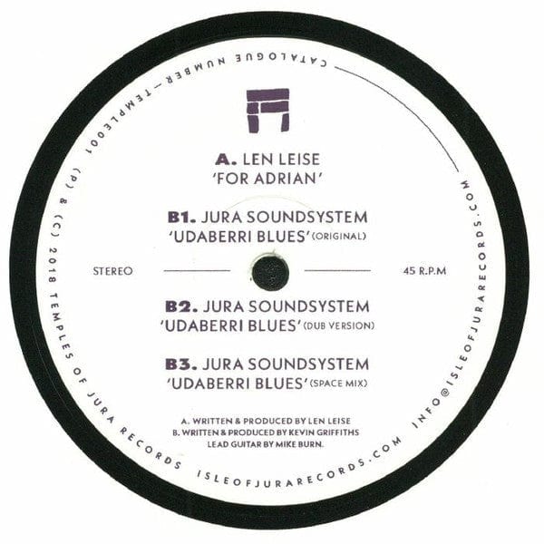 Len Leise / Jura Soundsystem - For Adrian / Udaberri Blues (12") Temples Of Jura Records