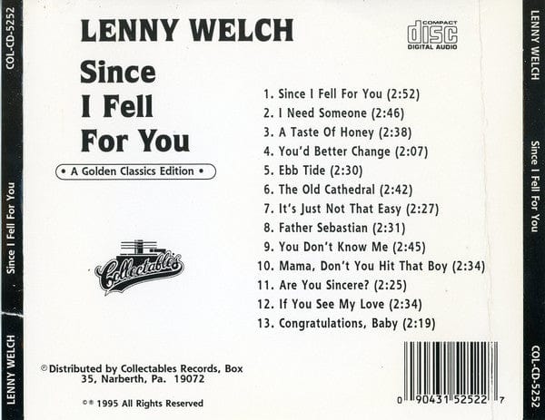 Lenny Welch - Since I Fell For You A Golden Classics Edition (CD) Collectables CD 030431525227