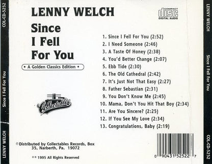 Lenny Welch - Since I Fell For You A Golden Classics Edition (CD) Collectables CD 030431525227