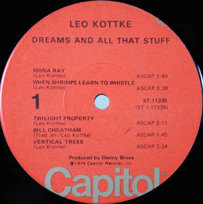 Leo Kottke - Dreams And All That Stuff (LP, Album, Jac) on Further Records at Further Records