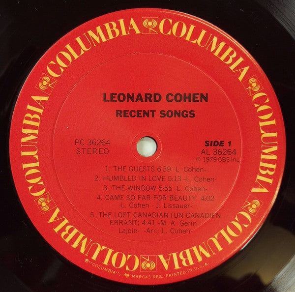 Leonard Cohen - Recent Songs (LP) Columbia Vinyl