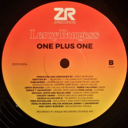 Leroy Burgess - One Plus One (12") Z Records