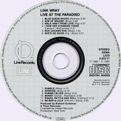 Link Wray - Link Wray Live At The Paradiso (CD) Line Records CD 4023290021766