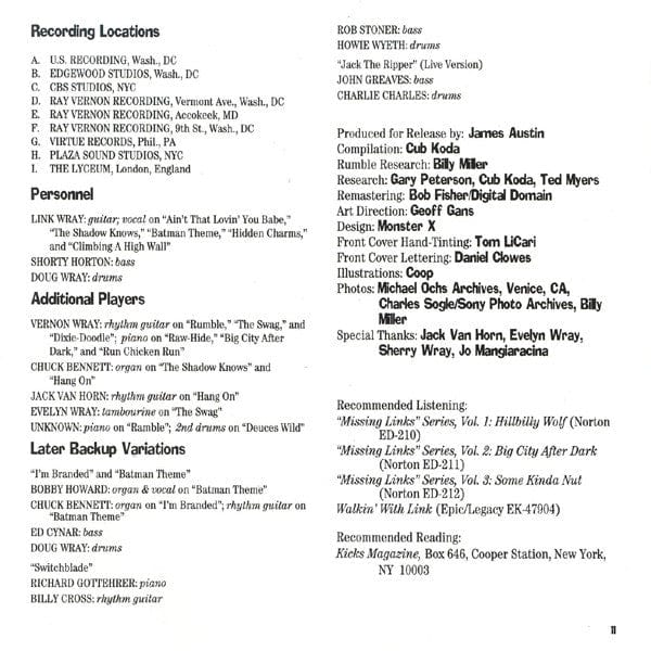 Link Wray - Rumble! The Best Of Link Wray (CD) Rhino Records (2) CD 081227122225