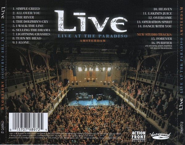 Live - Live At The Paradiso Amsterdam (CD) Action Front Records,Vanguard CD 015707989725