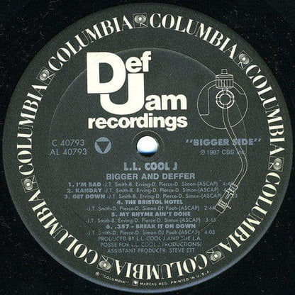 LL Cool J - Bigger And Deffer (BAD) (LP) Def Jam Recordings, Def Jam Recordings, Columbia Vinyl 074644079319