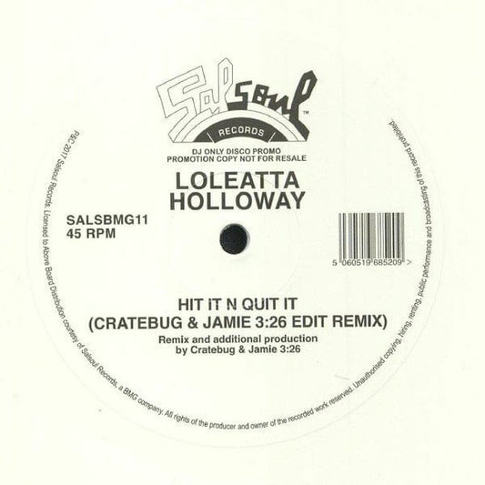 Loleatta Holloway - Hit It N Quit It (Cratebug & Jamie 3:26 Edit Remix) (12", S/Sided, RP, Whi) on Salsoul Records at Further Records