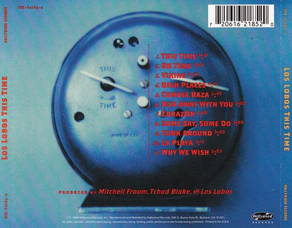 Los Lobos – This Time (CD, Hollywood Records, 1999) Back Cover