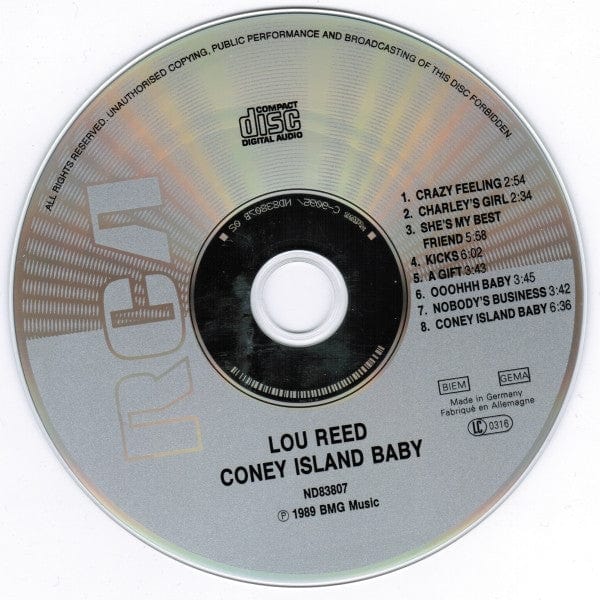 Lou Reed - Coney Island Baby (CD) RCA CD 0035628380722